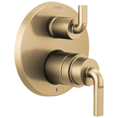 Brizo Litze Pressure Balance Valve with Integrated 6-Function Diverter Trim - Less Handles - Complete Kit - Brilliance® Luxe Gold®
