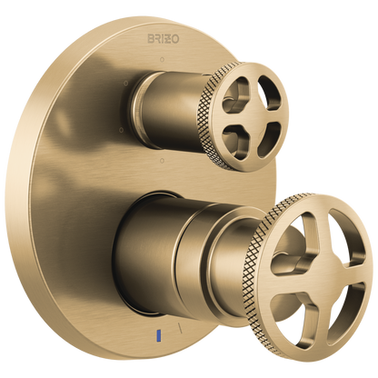 Brizo Litze Pressure Balance Valve with Integrated 6-Function Diverter Trim - Less Handles - Complete Kit - Brilliance® Luxe Gold®