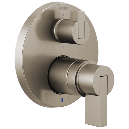 Brizo Litze Pressure Balance Valve with Integrated 6-Function Diverter Trim - Less Handles - Complete Kit - Brilliance® Luxe Nickel®