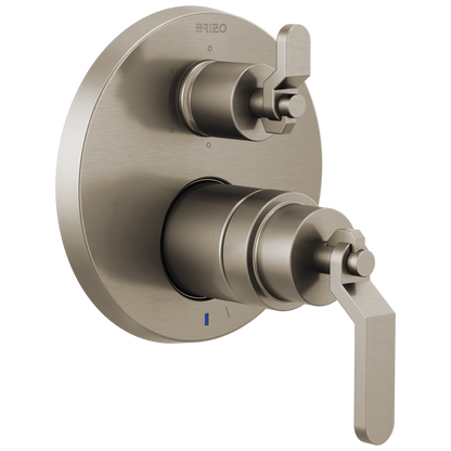 Brizo Litze Pressure Balance Valve with Integrated 6-Function Diverter Trim - Less Handles - Complete Kit - Brilliance® Luxe Nickel®
