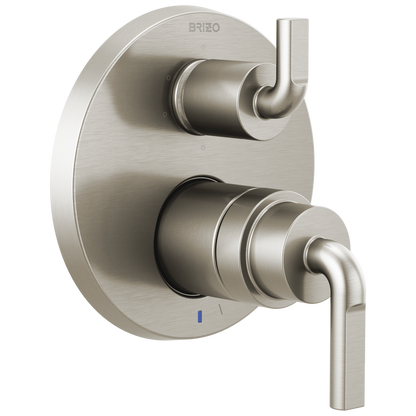 Brizo Litze Pressure Balance Valve with Integrated 6-Function Diverter Trim - Less Handles - Complete Kit - Brilliance® Luxe Nickel®