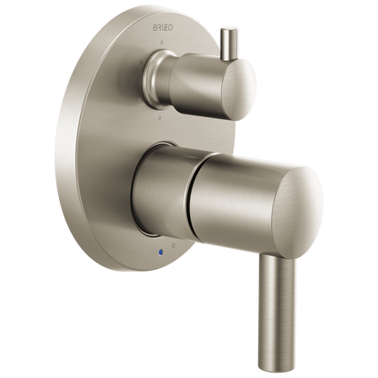 Brizo Odin Pressure Balance Valve with Integrated 6-Function Diverter Trim - Less Handles - Complete Kit - Brilliance® Brushed Nickel