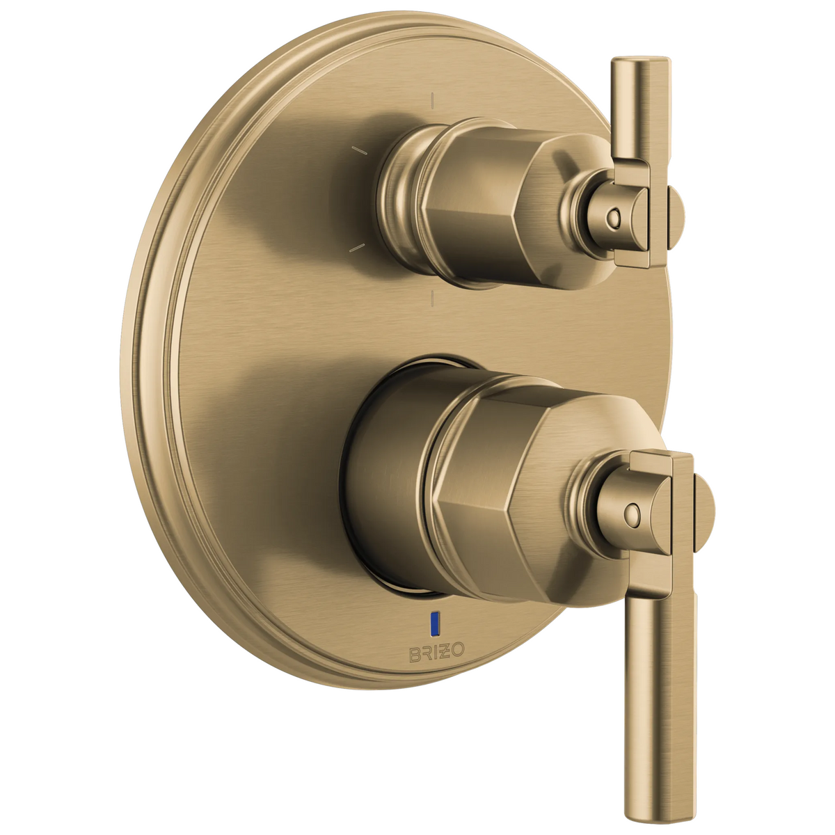 Brizo Invari Pressure Balance Valve With Integrated 6-Function Diverter Trim - Less Handles - Complete Kit - Brilliance® Luxe Gold®