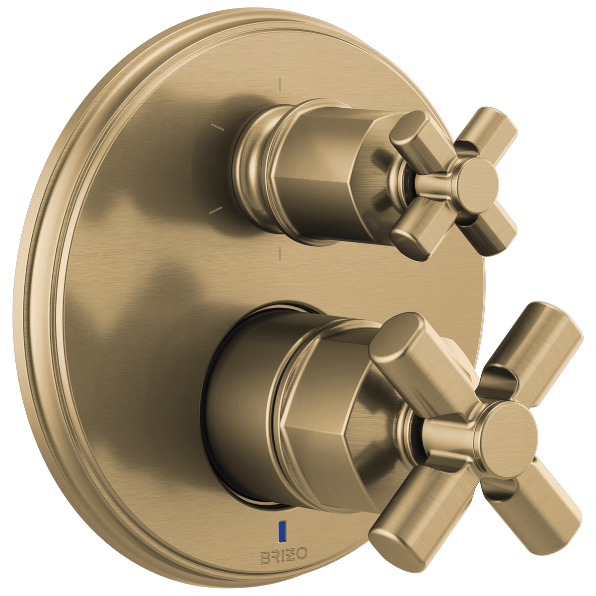 Brizo Invari Pressure Balance Valve With Integrated 6-Function Diverter Trim - Less Handles - Complete Kit - Brilliance® Luxe Gold®