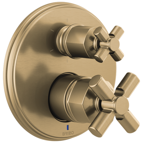 Brizo Invari Pressure Balance Valve With Integrated 6-Function Diverter Trim - Less Handles - Complete Kit - Brilliance® Luxe Gold®