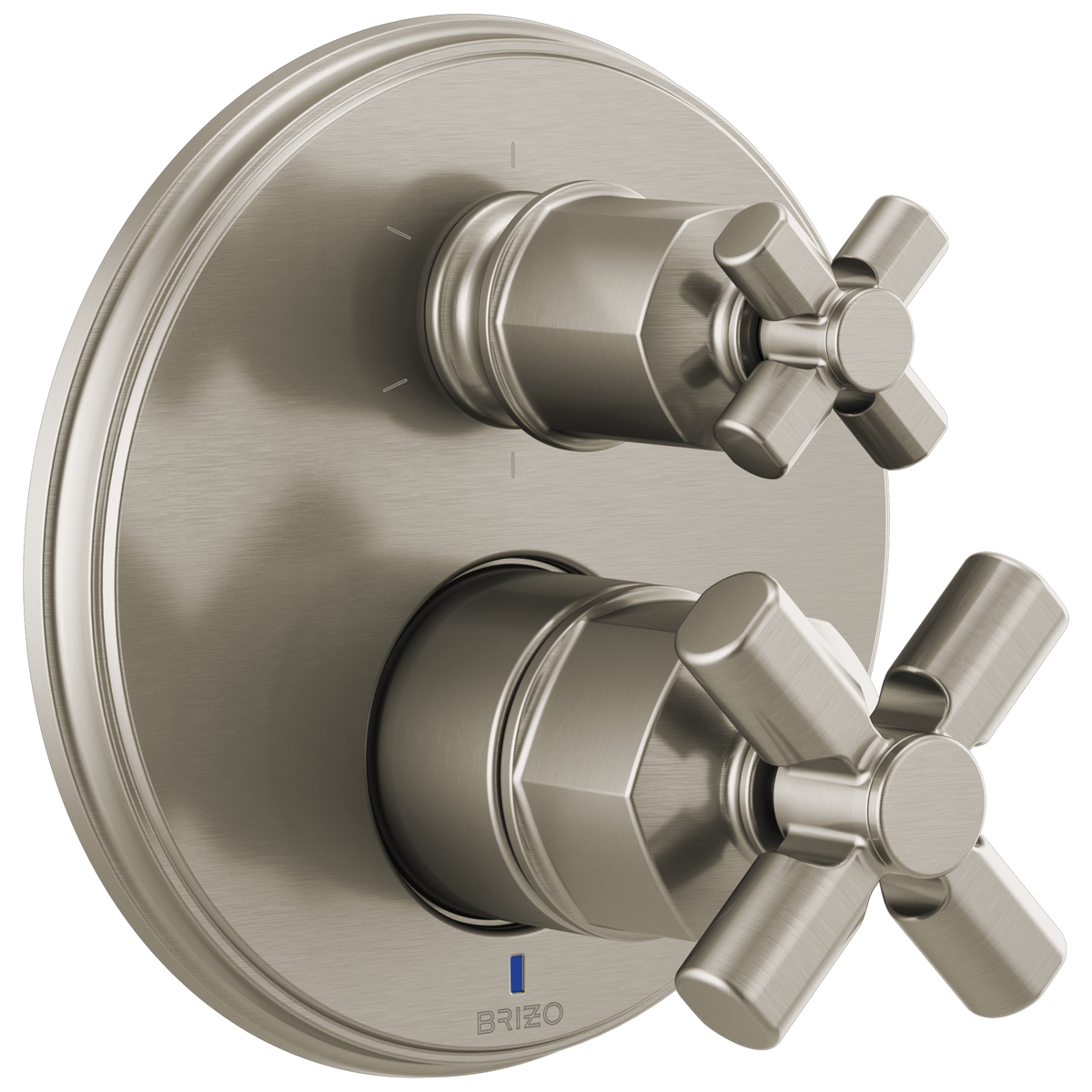 Brizo Invari Pressure Balance Valve With Integrated 6-Function Diverter Trim - Less Handles - Complete Kit - Brilliance® Luxe Nickel®