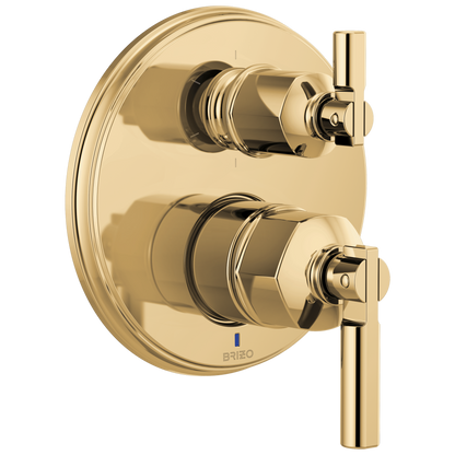 Brizo Invari Pressure Balance Valve With Integrated 6-Function Diverter Trim - Less Handles - Complete Kit - Brilliance® Polished Gold