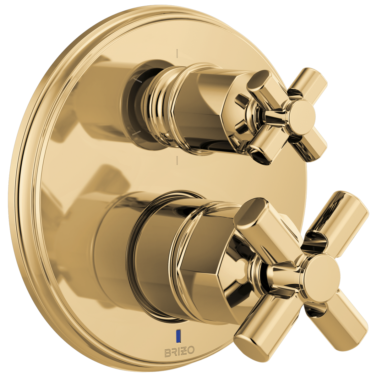 Brizo Invari Pressure Balance Valve With Integrated 6-Function Diverter Trim - Less Handles - Complete Kit - Brilliance® Polished Gold