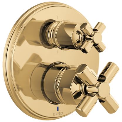 Brizo Invari Pressure Balance Valve With Integrated 6-Function Diverter Trim - Less Handles - Complete Kit - Brilliance® Polished Gold