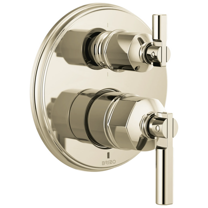 Brizo Invari Pressure Balance Valve With Integrated 6-Function Diverter Trim - Less Handles - Complete Kit - Brilliance® Polished Nickel