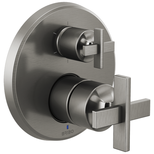 Brizo Levoir Pressure Balance Valve With Integrated 6-Function Diverter Trim - Less Handles - Complete Kit - Brilliance® Luxe Steel®