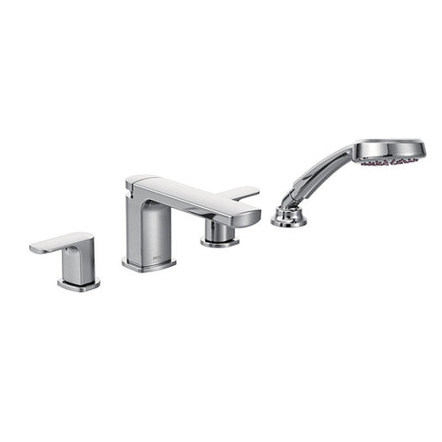 Moen Rizon Chrome Two-Handle Low Arc Roman Tub Faucet including Handheld Shower