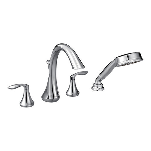 Moen Eva Chrome Two-Handle High Arc Roman Tub Faucet including Handheld Shower