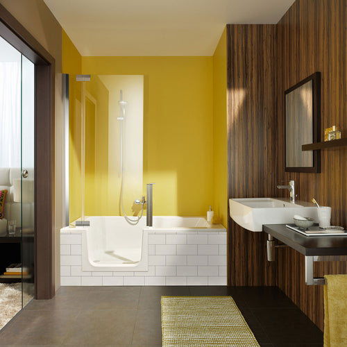 Zitta Bathtub in alcove 60" with left shower door, in glossy white