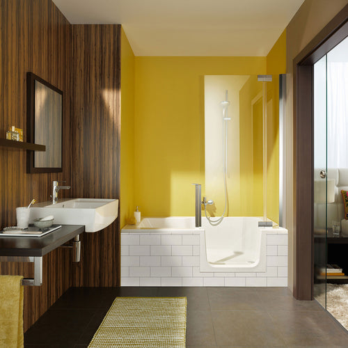 Zitta Bathtub in alcove 60" with right shower door, in glossy white