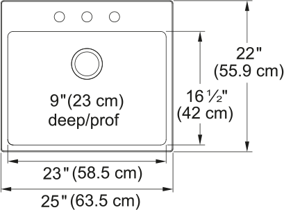KINDRED Brookmore Drop In Sink -  BSL2225-9-3