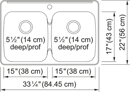 KINDRED Reginox Drop In Sink -  RDLA3322-55-1