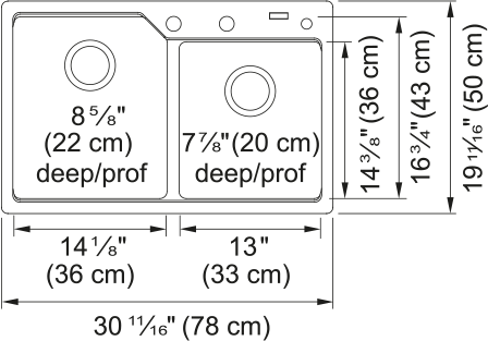 KINDRED Urban Drop In Sink -  MGCM2031-9PWT