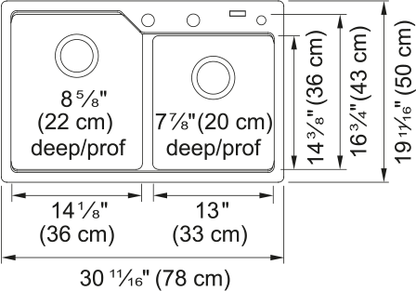 KINDRED Urban Drop In Sink -  MGCM2031-9PWT