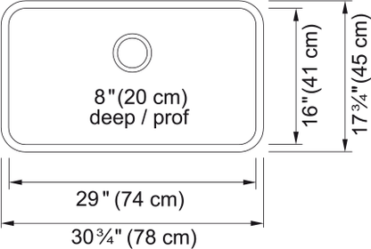 KINDRED Steel Queen Undermount Sink QSUA1831-8