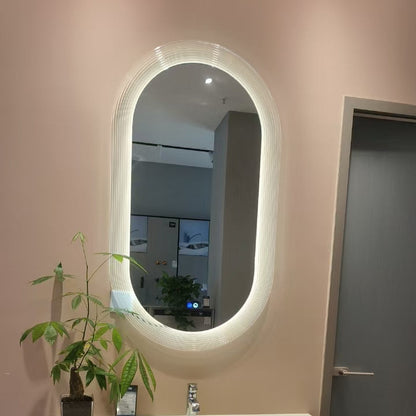 Rose LED Oval Bathroom Mirror – 28" x 43" | Acrylic White Frame with Backlit LED & Anti-Fog