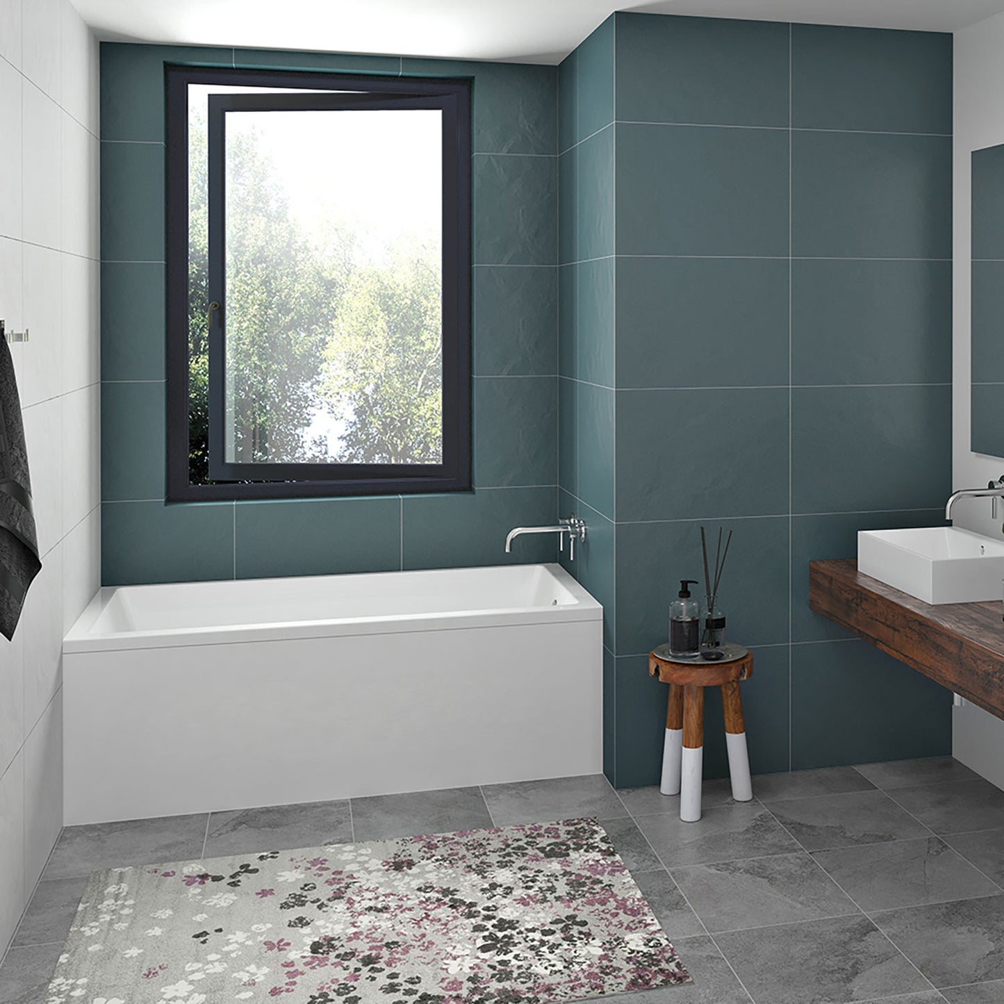 Zitta Skirt bathtub in alcove, 60", in glossy white
