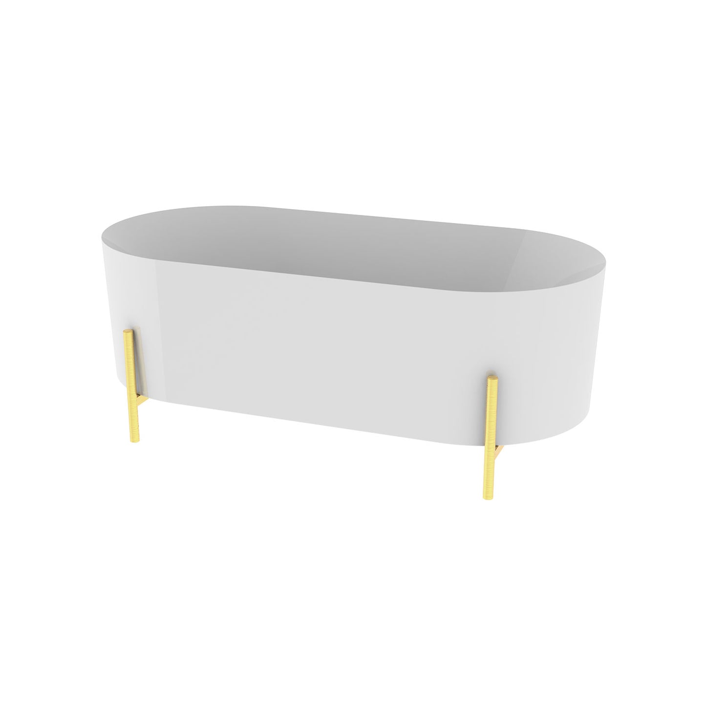 Zitta Freestanding bathtub, 65 3/8", brushed gold legs, in glossy white