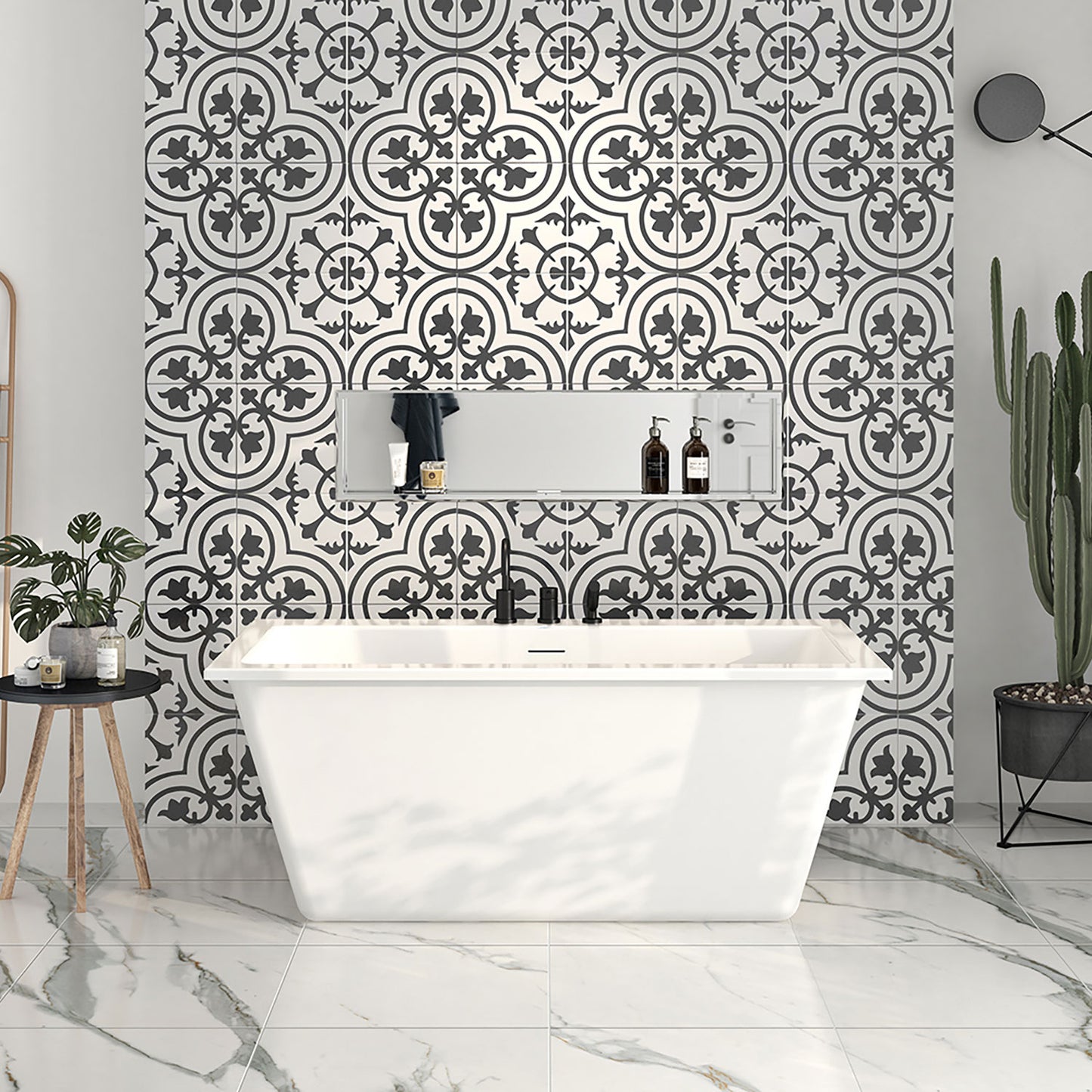 Zitta Freestanding bathtub, 59 3/4", in glossy white with integrated overflow