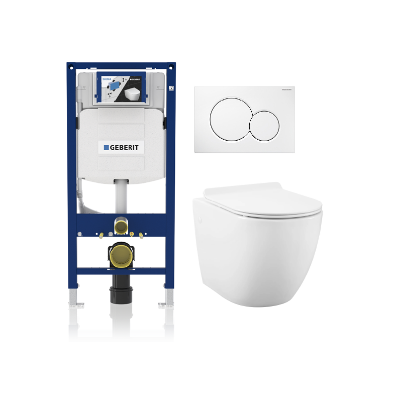 Alps Wall Hung Toilet KW-9003 - Complete Set With Geberit Carrier - Golzar Home