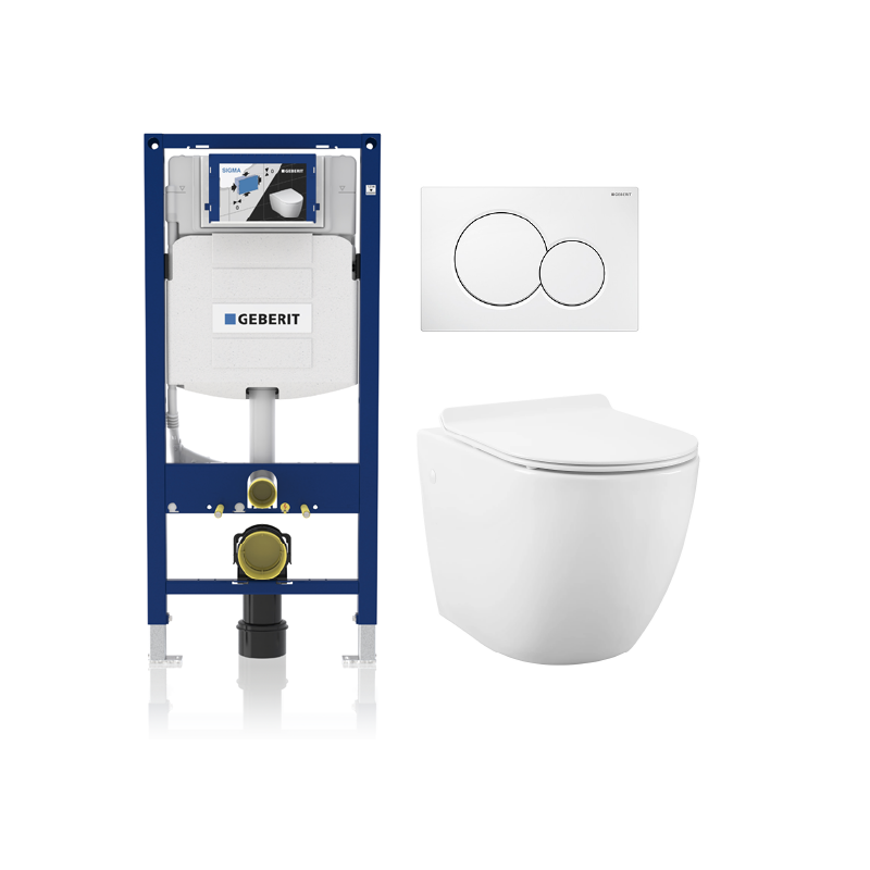 Alps Wall Hung Toilet KW-9003 - Complete Set With Geberit Carrier - Golzar Home