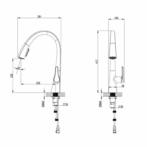 VISENTIN Modern Pull-Down Kitchen Faucet - Golzar Home