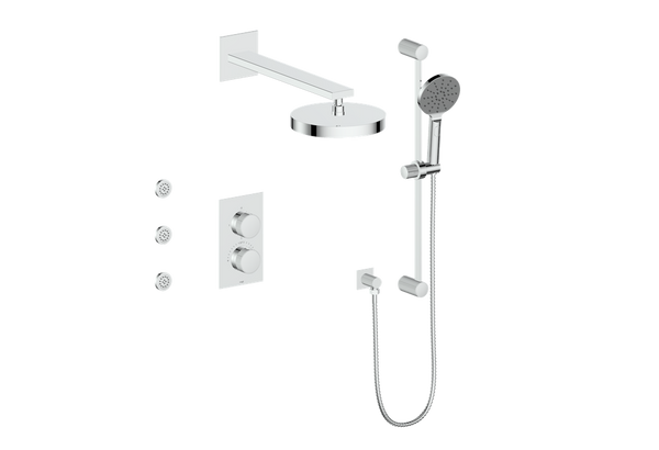 Vogt Mond 3-way Thermostatic Shower Kits With Body Jets (Polished Chrome)
