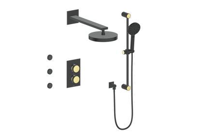 Vogt Mond 3-way Thermostatic Shower Kits With Body Jets Matte Black