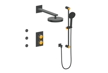 Vogt Mond 3-way Thermostatic Shower Kits With Body Jets Matte Black