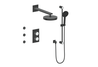 Vogt Mond 3-way Thermostatic Shower Kits With Body Jets Matte Black