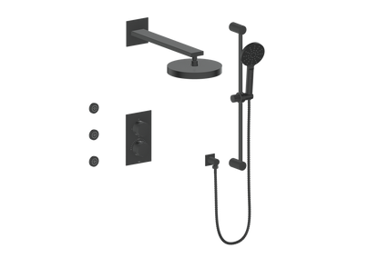 Vogt Mond 3-way Thermostatic Shower Kits With Body Jets Matte Black