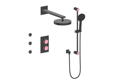 Vogt Mond 3-way Thermostatic Shower Kits With Body Jets Matte Black