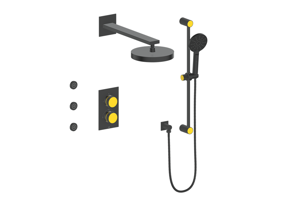 Vogt Mond 3-way Thermostatic Shower Kits With Body Jets Matte Black