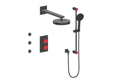Vogt Mond 3-way Thermostatic Shower Kits With Body Jets Matte Black