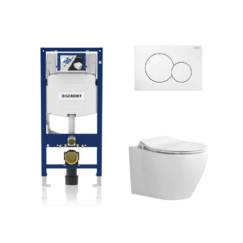 Alps 2-Piece Toilet Elongated Dual-Flush Wall Mounted Toilet With Geberit In-Wall Tank (Seat Included) - Victoria - Golzar Home