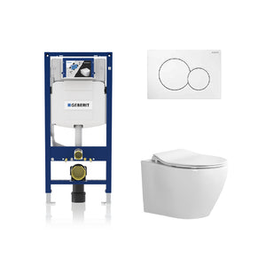 Alps 2-Piece Toilet Elongated Dual-Flush Wall Mounted Toilet With Geberit In-Wall Tank (Seat Included) - Berlin