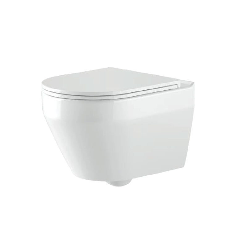 Alps Aaron Wall-Mounted Toilet Dual Flush 1.6/1.1 gpf - KW-9009WT With Seat - Glossy White