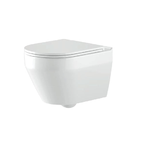 Alps Aaron Wall-Mounted Toilet Dual Flush 1.6/1.1 gpf - KW-9009WT With Seat - Glossy White