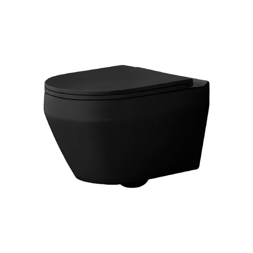 Alps Aaron Wall-Mounted Toilet Dual Flush 1.6/1.1 gpf - KW-9009WT With Seat - Matte Black