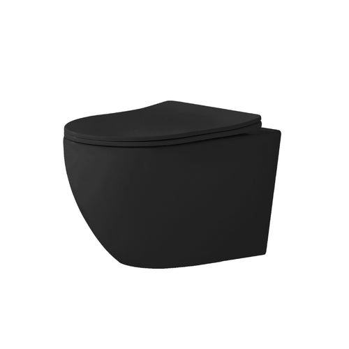 Alps Victoria Wall-Mounted Toilet Dual-Flush 1.6/1.1 gpf with Seat – Matte Black (KW-9003WT-MB)
