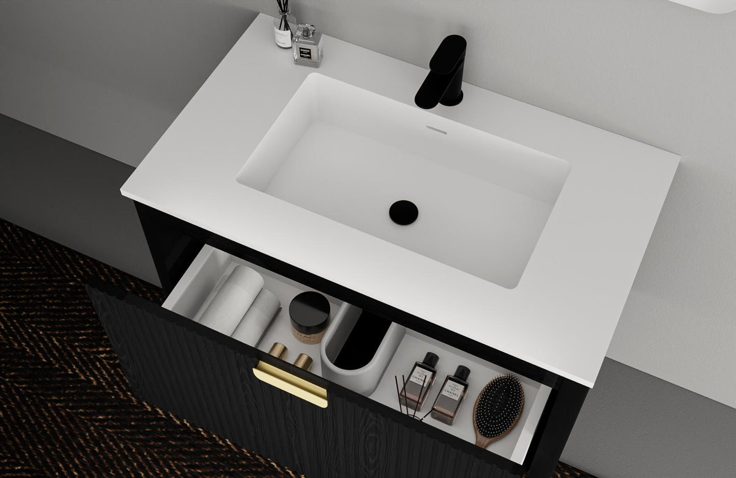 Bergamo - Paris Single Sink Floating Bathroom Vanity