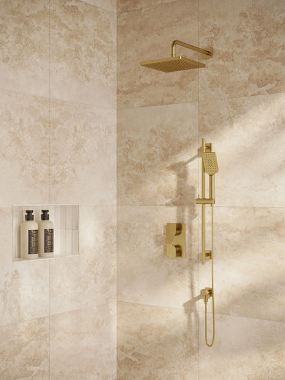Aqua Brass Square Thermostatic Shower Trim Kit 2-way Non-shared (G)
