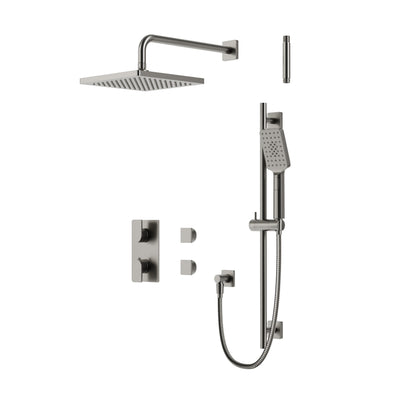 Aqua Brass Square Thermostatic Shower Trim Kit 2-way Shared