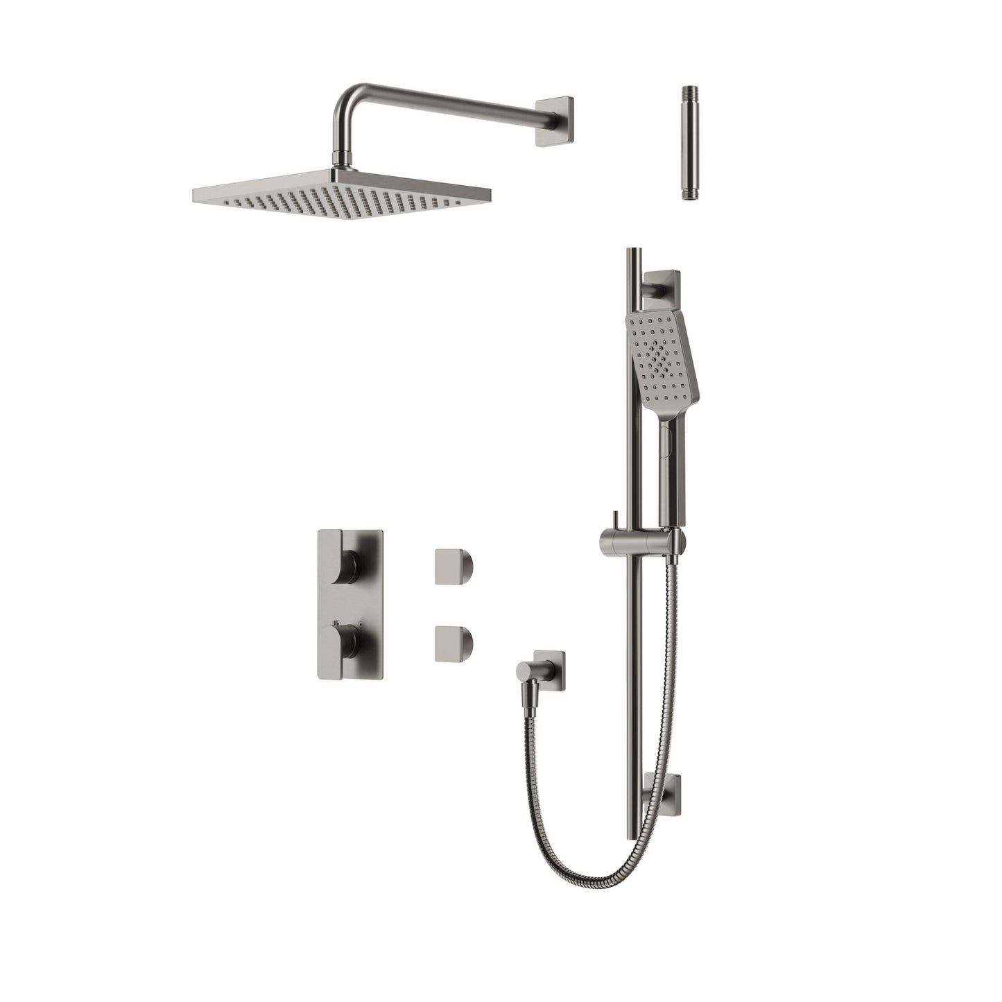 Aqua Brass Square Thermostatic Shower Trim Kit 2-way Non-shared (G)