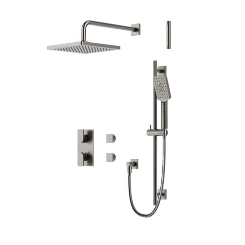 Aqua Brass Square Thermostatic Shower Trim Kit 2-way Non-shared (G)